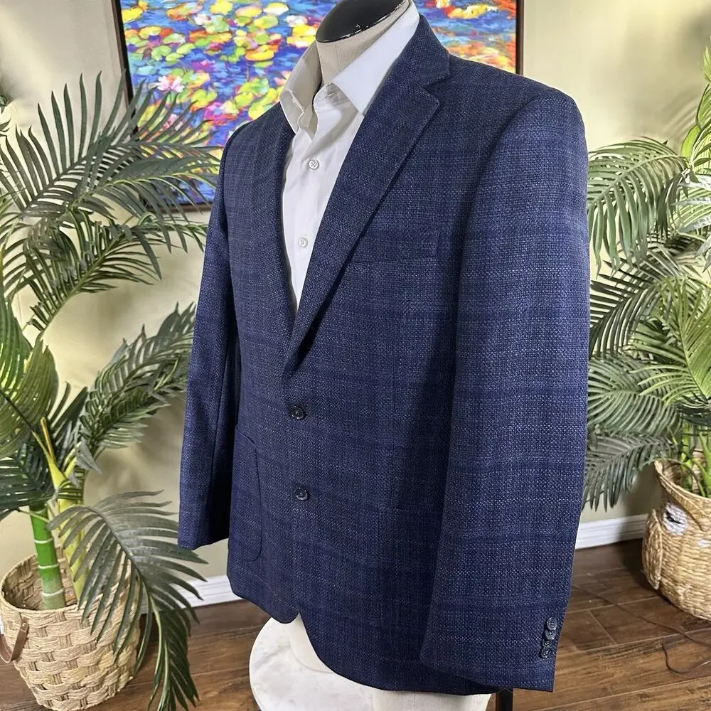 Jos A Bank Reserve 40R Sport coat E. Thomas Italy Wool Cashmere Plaid Glenn